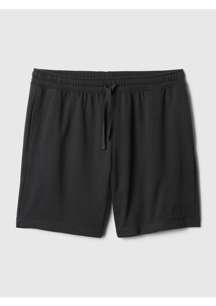 Erkek Siyah 8'' Gap Logo Fransız Havlu Kumaş Şort