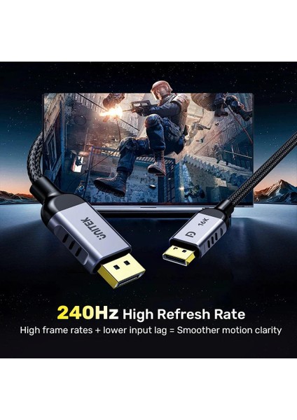 Unıtek Dısplay Port 2.1 %100 Bakır 1.5mt 16K&60Hz (C1626GY01-1.5M)