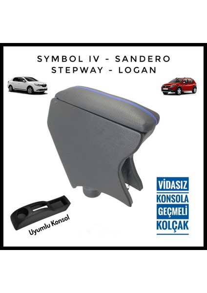 Symbol-Sandero-Logan-Lodgy Vidasız Konsola Geçmeli Kolçak (2013-2016)