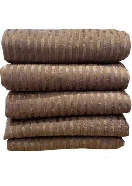 Bambu Çizgili Süngerli Kadife Kaymaz Çekyat Koltuk Örtüsü 170X210 cm Kahverengi