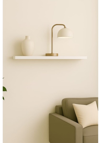 50 cm Mat Beyaz Mdf Uçan Duvar Rafı Gizli Bağlantı Kitaplık