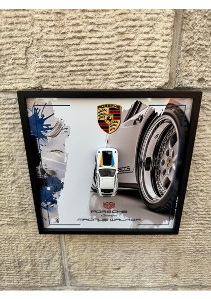 Porsche 911 Carrera 21X21 cm Çerçeveli Metal Levha Baskı
