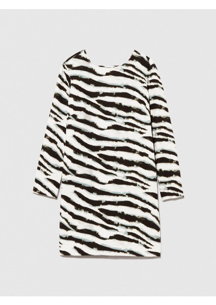 Desenli Arkası V Yaka Uzun Kollu Elbise Kadın Beyaz T-Shirt - 323A4KHJLV04T fiyatları