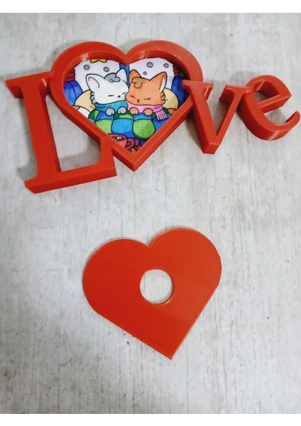 Sevgililere Özel Kırmızı Love Yazılı Resimli Masa Üstü Çerçeve Biblo fiyatları