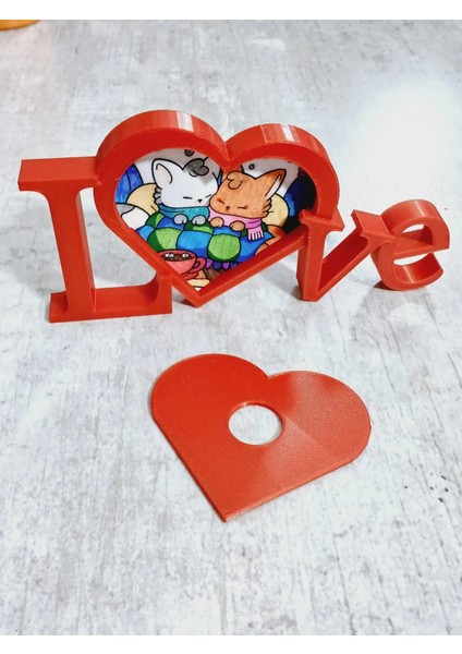 Sevgililere Özel Kırmızı Love Yazılı Resimli Masa Üstü Çerçeve Biblo modelleri