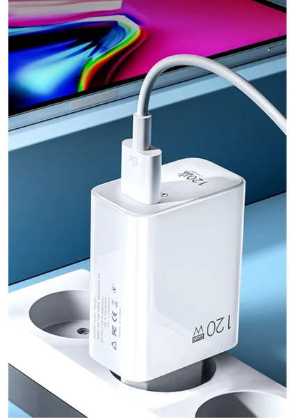 120W USB Hızlı Type C Uçlu Kablolu Şarj Aleti