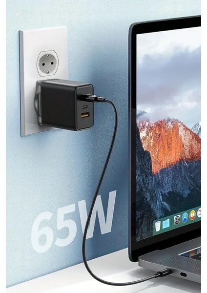 65W Hızlı Şarj Edebilen Type C Uçlu Şarj Aleti