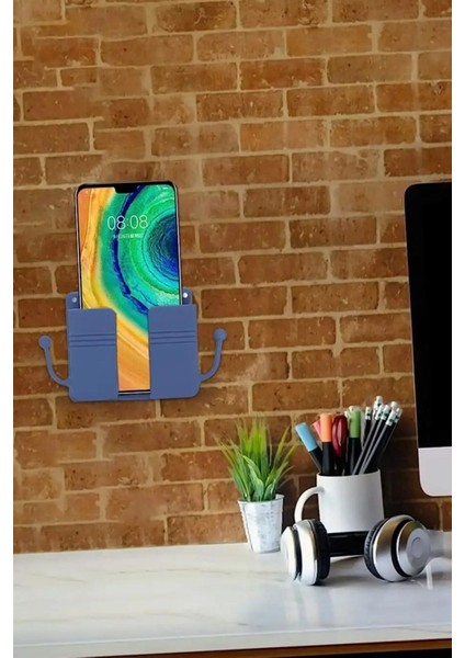 Duvar Tipi Yapışkanlı Kablo Tutuculu Telefon,kumanda Tutucu Plastik Aparat