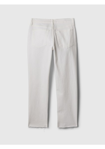 Kadın Beyaz High Rise Cheeky Straight Jean Pantolon