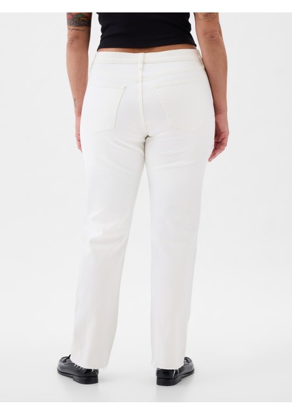 Kadın Beyaz High Rise Cheeky Straight Jean Pantolon