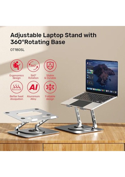 Unıtek 360 Derece Döner Metal Notebook Standı 10-16” (OT180SL01)
