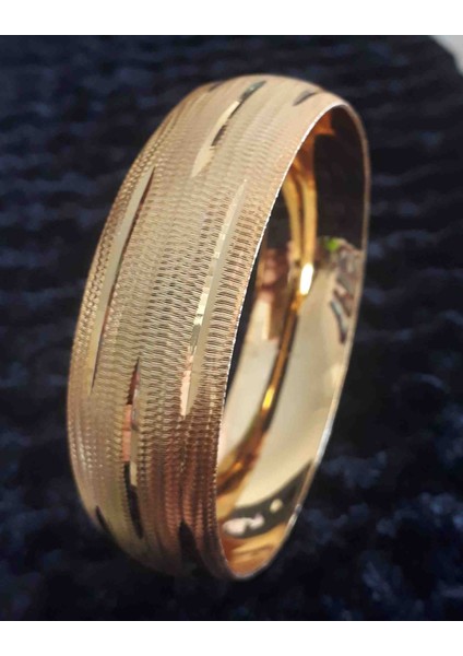 Gold Renk Dikine Çizgiler 2 cm Genişlik Tarz Yaratıcı Altın Kaplama Bilezik
