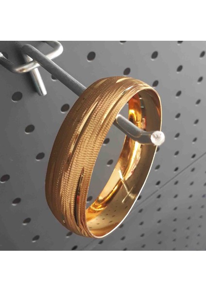 Gold Renk Dikine Çizgiler 2 cm Genişlik Tarz Yaratıcı Altın Kaplama Bilezik