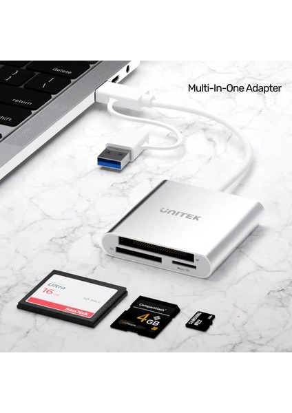 Unıtek Usb-C/a To Hafıza Kart Okuyucu Sd/cf/mıcro Sd 5gbps (Y-9313D)