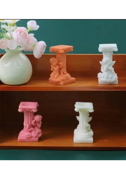 2'li Melek Sütunu Minimal Doğal Soya Mum