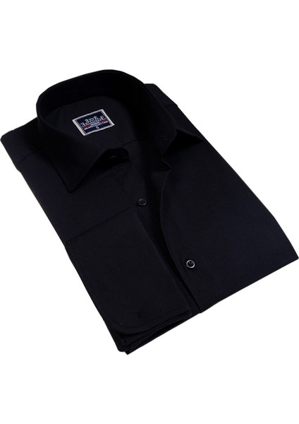 Siyah Hediyelik Kutulu Duble Manşet Gömlek Kol Düğmesi ve Kravat Seti modelleri