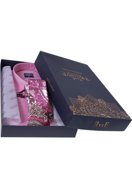 Pembe Elegant Oxford Hediyelik Kutulu Duble Manşet Gömlek Kol Düğmesi ve Kravat Seti fiyatları