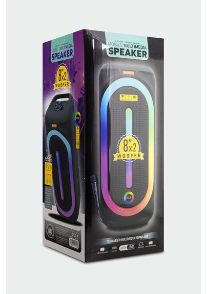 WR196 Rgb Işıklı Tws Destekli Bluetooth / USB / Sd Müzik Kutusu | Taşınabilir Hoparlör