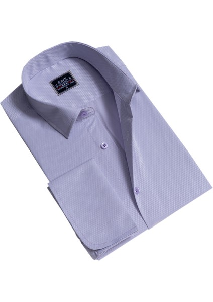 Lila Elegant Desenli Hediyelik Kutulu Duble Manşet Gömlek Kol Düğmesi ve Kravat Seti modelleri