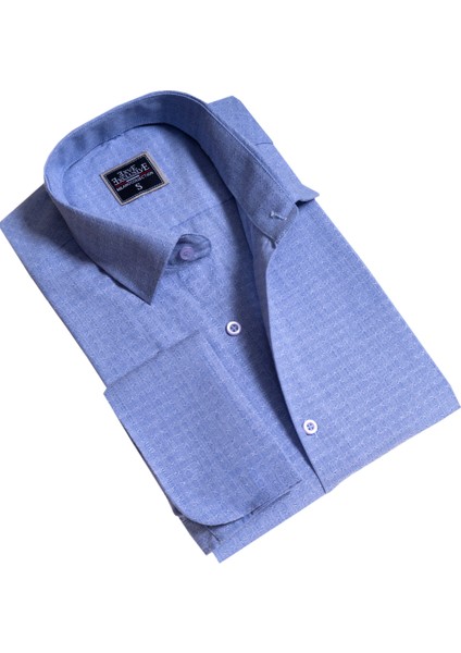 Mavi Elegant Desenli Hediyelik Kutulu Duble Manşet Gömlek Kol Düğmesi ve Kravat Seti modelleri