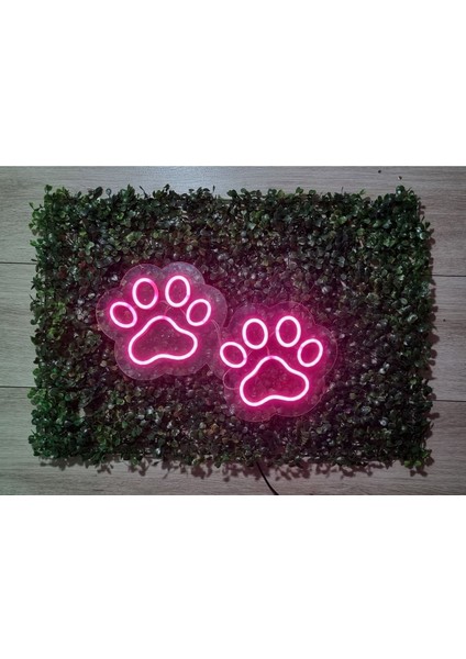 Yapay Çim Zeminli Pati Izi Neon Duvar Aydınlatması modelleri
