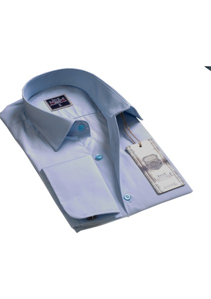 Mavi Hediyelik Kutulu Duble Manşet Gömlek Kol Düğmesi ve Kravat Seti modelleri