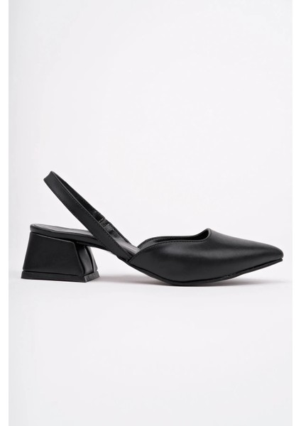Blush Siyah Mat Deri Sivri Burunlu Kısa Blok Topuklu Kadın Ayakkabı fiyatları