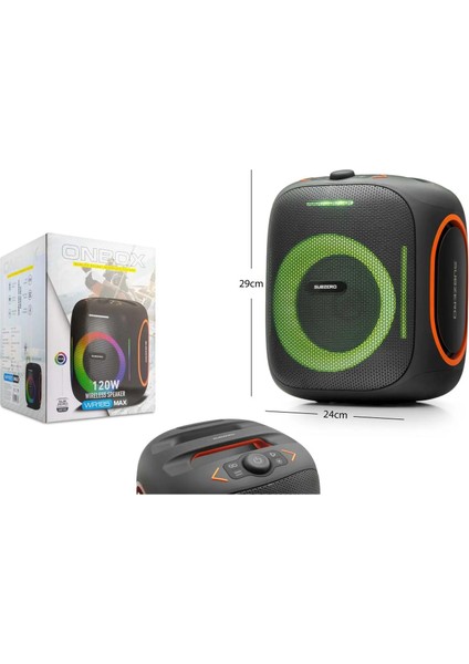 WR185 120W Rgb Işıklı Bluetooth / USB / Sd Müzik Kutusu | Tws Destekli Taşınabilir Hoparlör