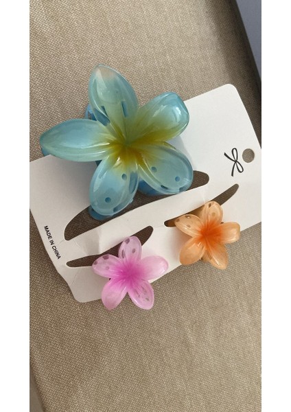 Lotus Toka 3 Lü Set Şık Renklerle şık Modeli ile Su Yeşili-Pembe-Oranj Yaz sıcakları için çok şık 3 lü toka seti