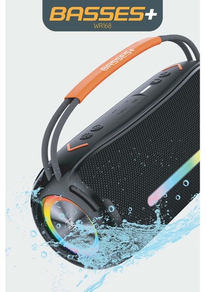 WR168 Rgb Işıklı Bluetooth Müzik Kutusu | Taşınabilir Süper Ses Performanslı Hoparlör
