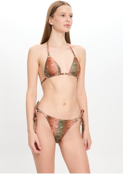 Kadın Çok Renkli Yılan Desenli Küçük Üçgen Bikini Takımı 25SW009ST fiyatları