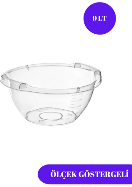 Şeffaf Badya Leğen Ölçek Göstergeli 9 Lt