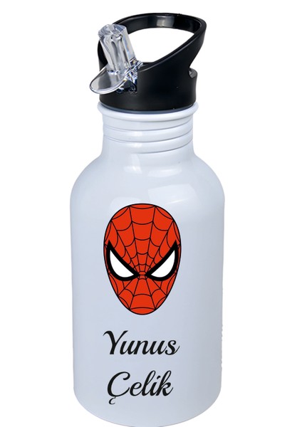 Spiderman Tema Kopçalı Pipetli Matara-Suluk