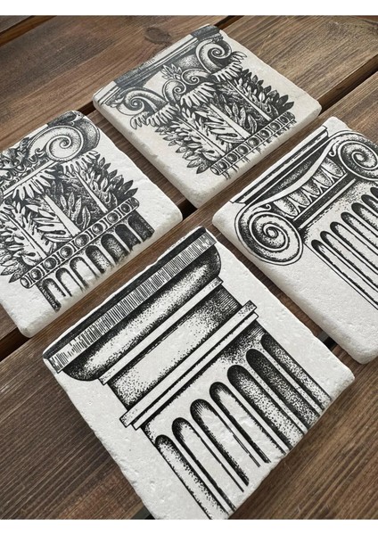 Doğaltaş Bardak Altlığı 4'lü Set modelleri