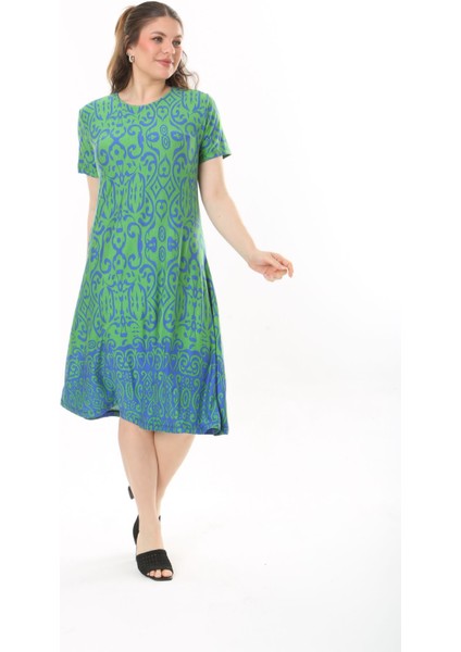 Kadın Büyük Beden Yeşil Viskon Elbise fırsatları