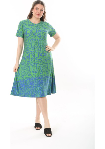 Kadın Büyük Beden Yeşil Viskon Elbise indirimleri