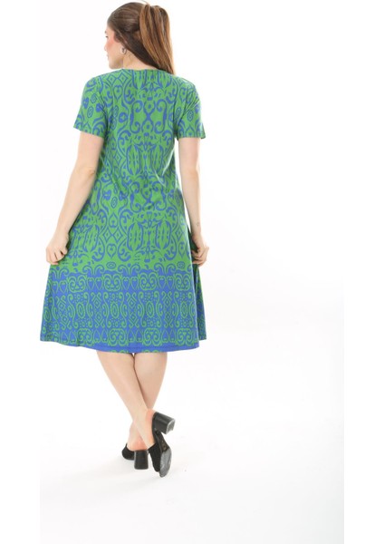 Kadın Büyük Beden Yeşil Viskon Elbise