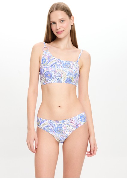 Kadın Şal Desen Dokulu Tek Omuz Bikini Takımı 25SW012ST