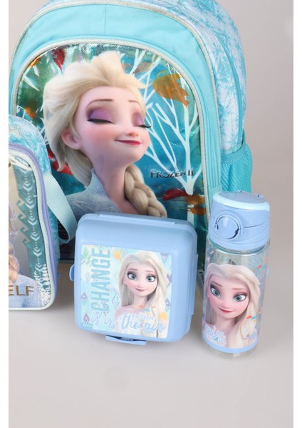 Dekomus Lisanslı Elsa Frozen Own Your Destın "okul Çantası,beslenme Çantası,beslenme Kabı ve 500 ml Trıtan Matara Okul Seti modelleri