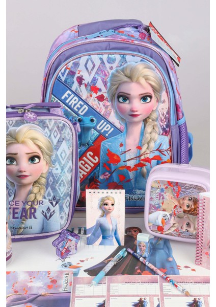 Dekomus Lisanslı Elsa Frozen "okul Çantası ve Beslenme Çantası,beslenme Kabı ve 500 ml Trıtan Matara Okul Seti fiyatları