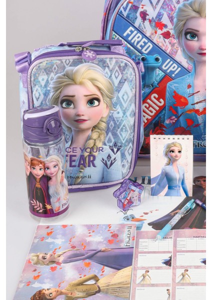 Dekomus Lisanslı Elsa Frozen "okul Çantası ve Beslenme Çantası,beslenme Kabı ve 500 ml Trıtan Matara Okul Seti modelleri