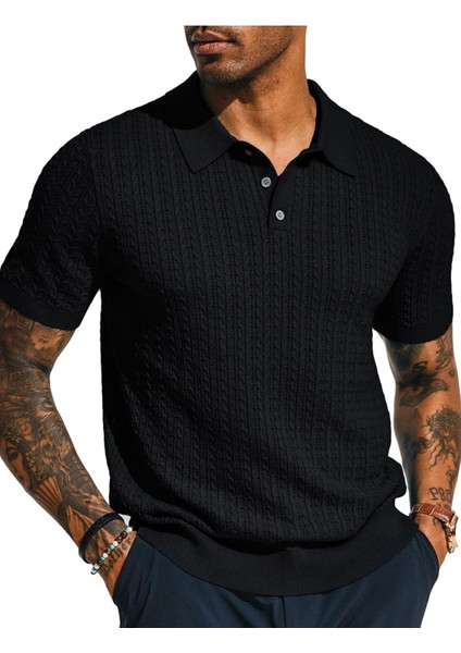 Ruben Polo Yaka Triko T-Shirt Siyah - L fiyatları