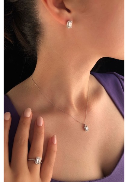 14 Ayar Altın Taşlı Baget Set (Kolye,küpe,yüzük) fiyatları