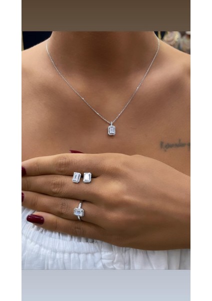 14 Ayar Altın Taşlı Baget Set (Kolye,küpe,yüzük) modelleri