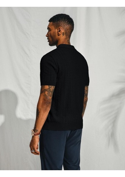 Ruben Polo Yaka Triko T-Shirt Siyah - L modelleri