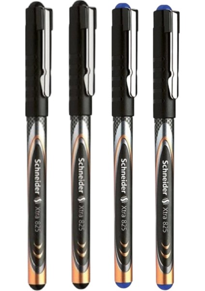 Schneıder Xtra 825 Konik Uçlu Roller Kalem ( 0,5 mm ) 2 Mavi-2 Siyah ( 4 Adet )