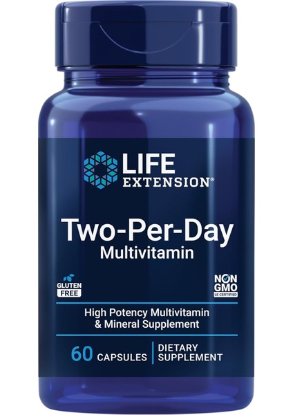 Two-Per-Day Multivitamin – Mineral Heart Brain Blood Vessel & Cellular Health 60 Caps