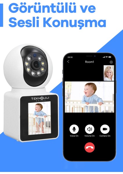 Cmr-11 Monitörlü Smart Ip Full Hd 360° Akıllı Güvenlik Kamerası Bebek Kamerası