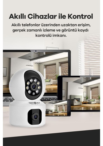Q5 Smart Kamera Ses Kayıtlı Gece Görüşlü Full Hd 1080P Çift Kamera Kablosuz Wi-Fi Ip Kamera
