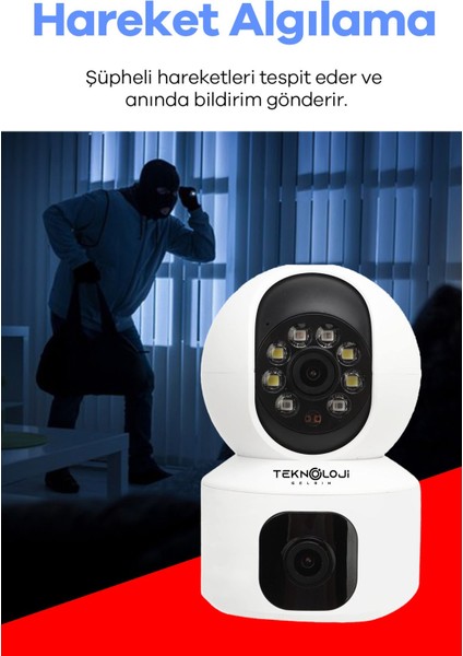 Q5 Smart Kamera Ses Kayıtlı Gece Görüşlü Full Hd 1080P Çift Kamera Kablosuz Wi-Fi Ip Kamera